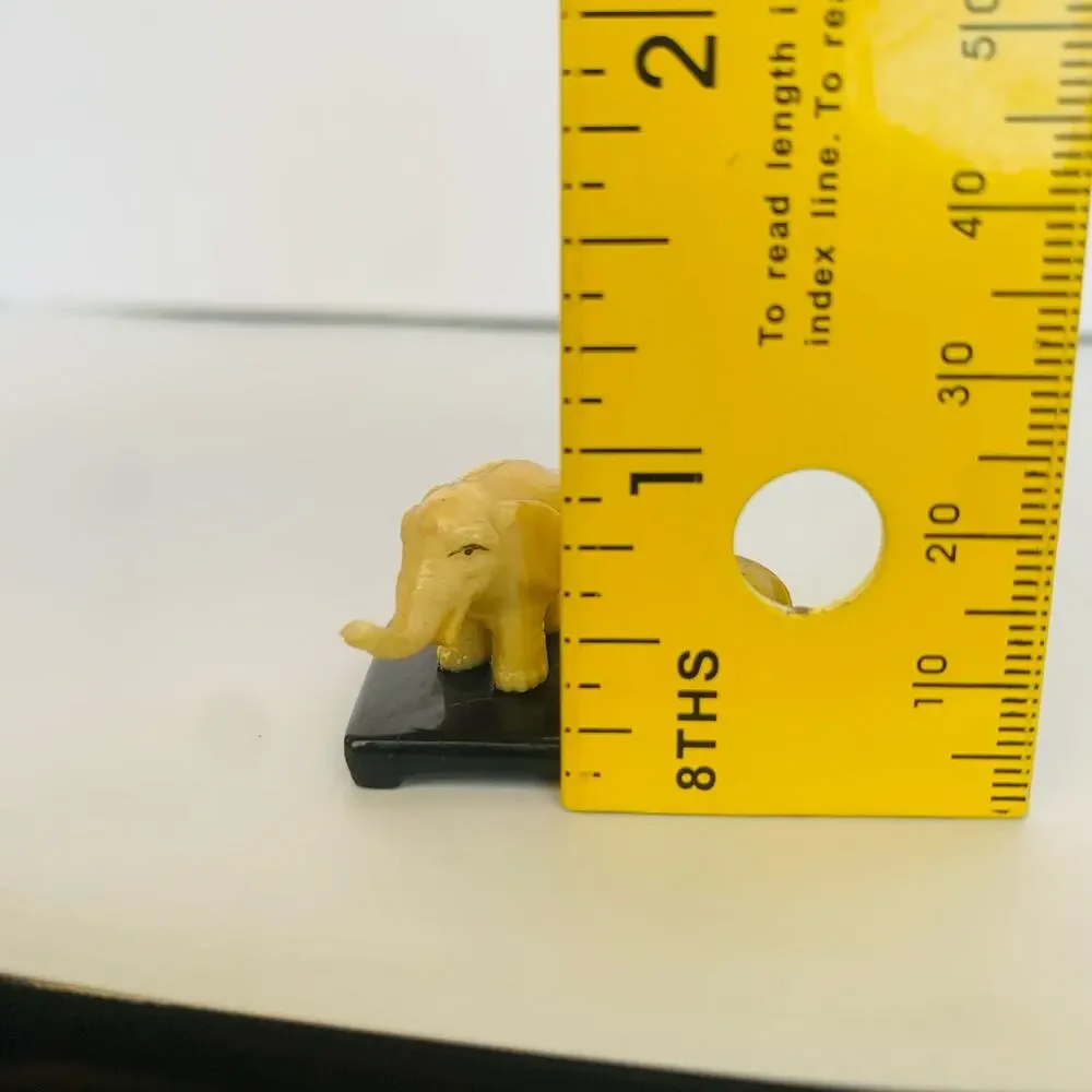 Vintage Miniature Elephants Mom & Baby Celluloid French Ivory Figurines